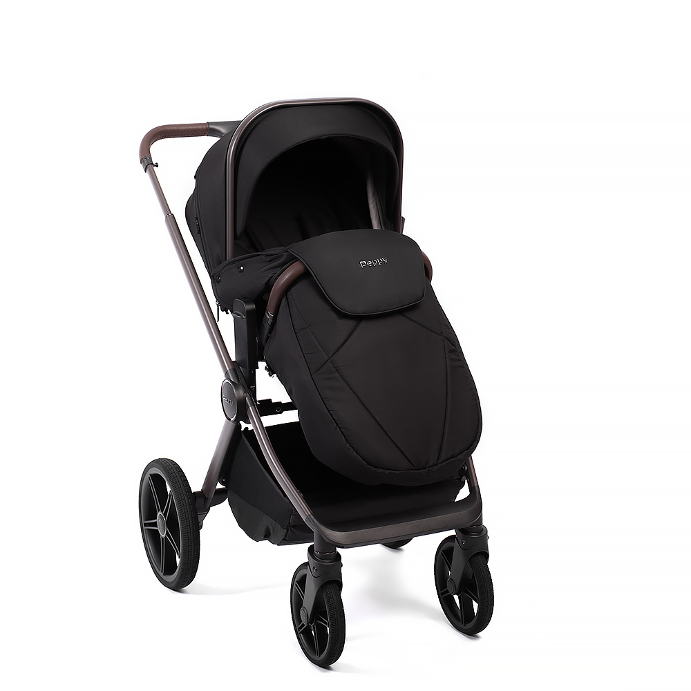 Коляска детская Peppy Soho 2 в 1 Black (черный), рама шоколад
