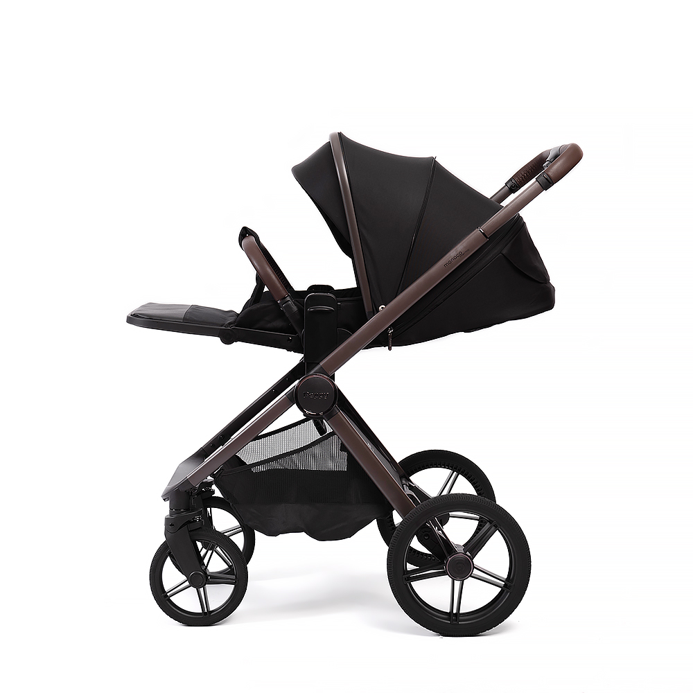 Коляска детская Peppy Soho 2 в 1 Black (черный), рама шоколад
