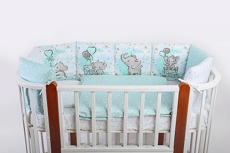 Комплект 17 предметов "Слоник"(мятный) сатин