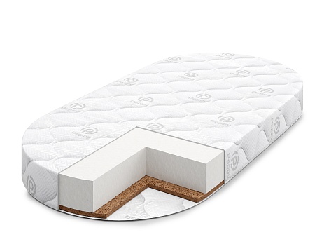 Матрас Premium Sleep 38/2 овал 125х75 чехол жаккард Aloe Vera,холлоф.,кокос с 1 стор.,выс.12см