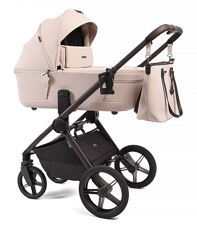 Коляска детская Peppy Monaco thermo 2 в 1 Beige (молочный), рама серо-коричневая